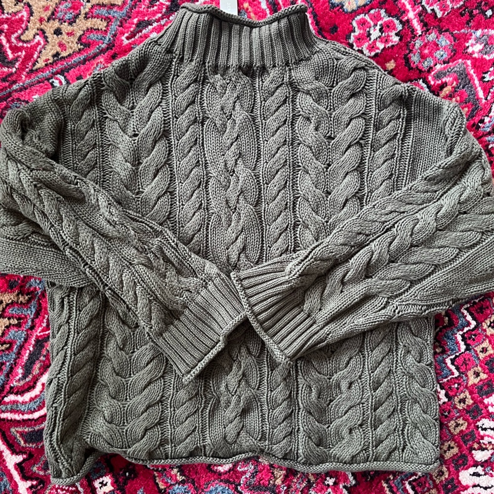 J. Crew Olive Cable-Knit Rollneck Sweater - Picture 8 of 8
